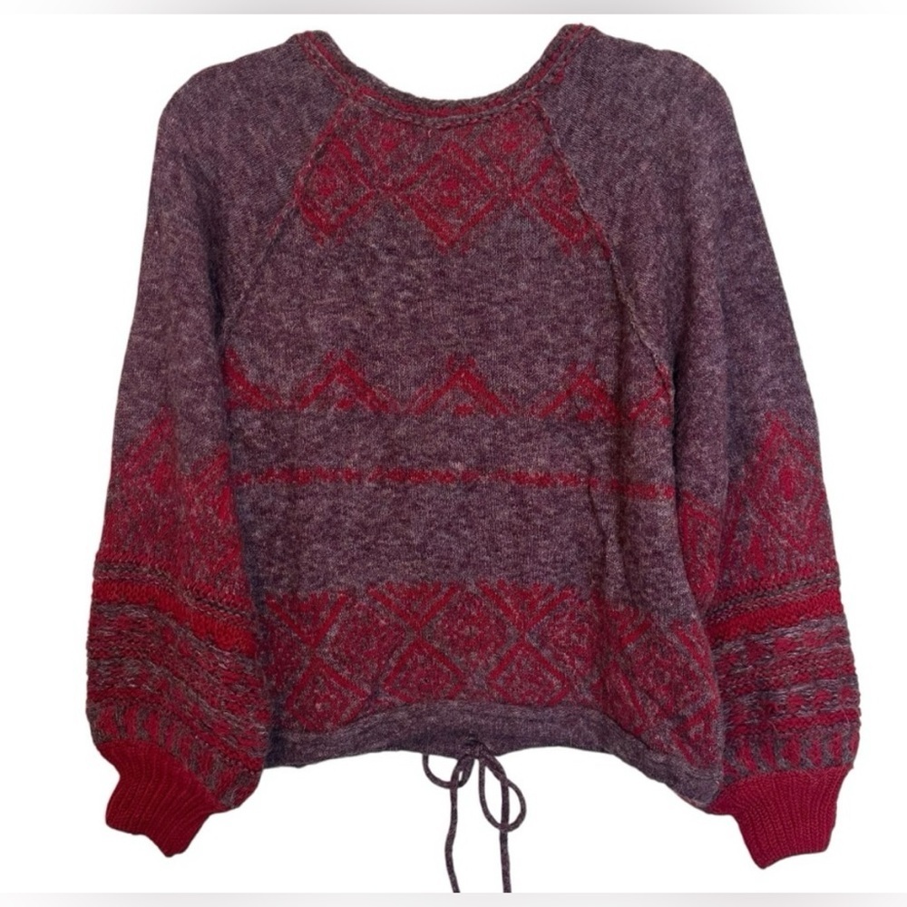 Free People Wool and Alpaca Blend Purple and Red Cropped Sweater❤️ - Picture 4 of 11